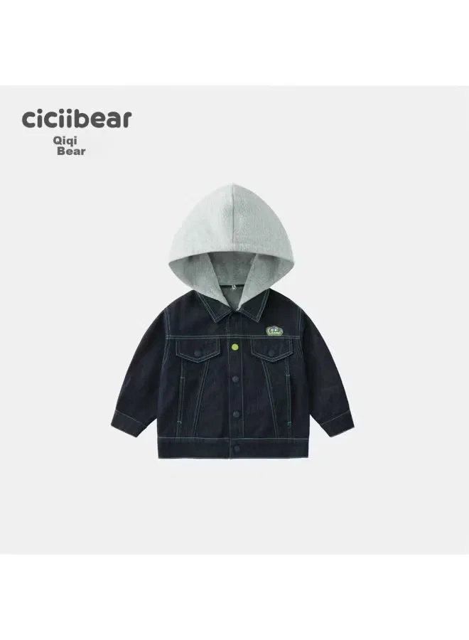Джинсовая куртка с капюшоном для мальчика Qiqixiong Ciciibear, синий — фото 2