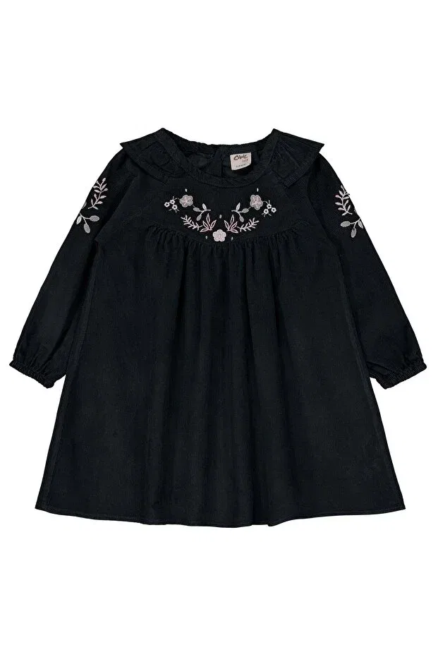 Детское платье для девочек с длинным рукавом Embroidered collar dress Civil Baby, Anthracite — фото 2
