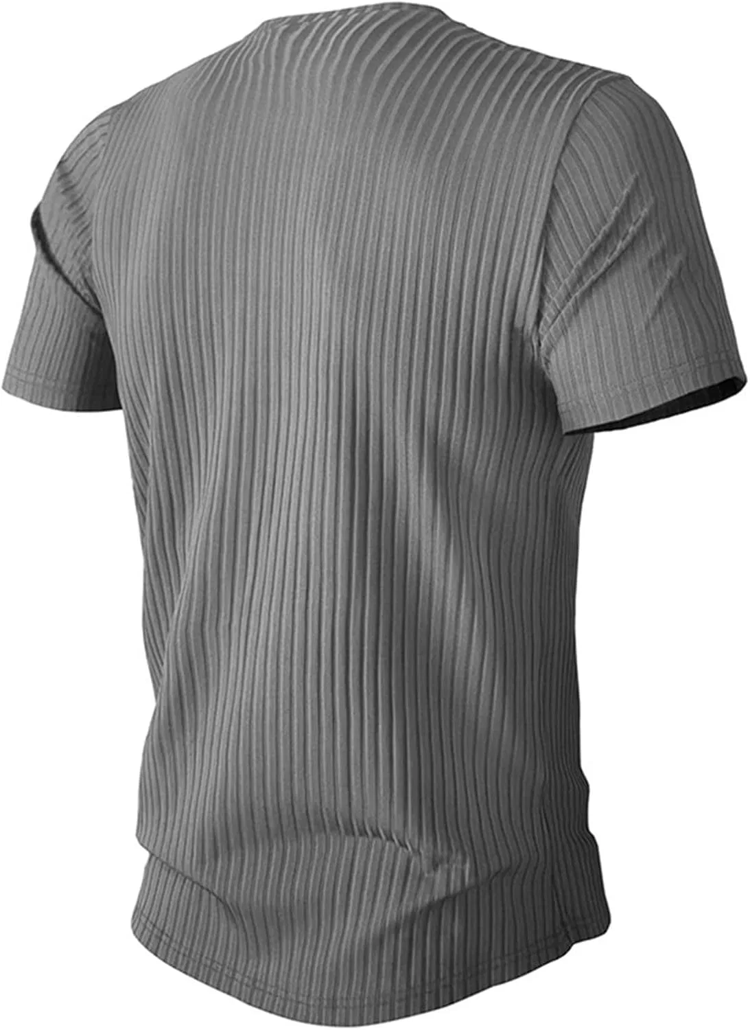 Мужская облегающая футболка с ребристой вязкой, Short Sleeve, Gray — фото 4