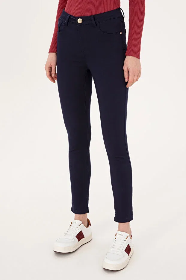 Женские брюки-скинни из плотной ткани U.S. Polo Assn., Navy Blue — фото 2