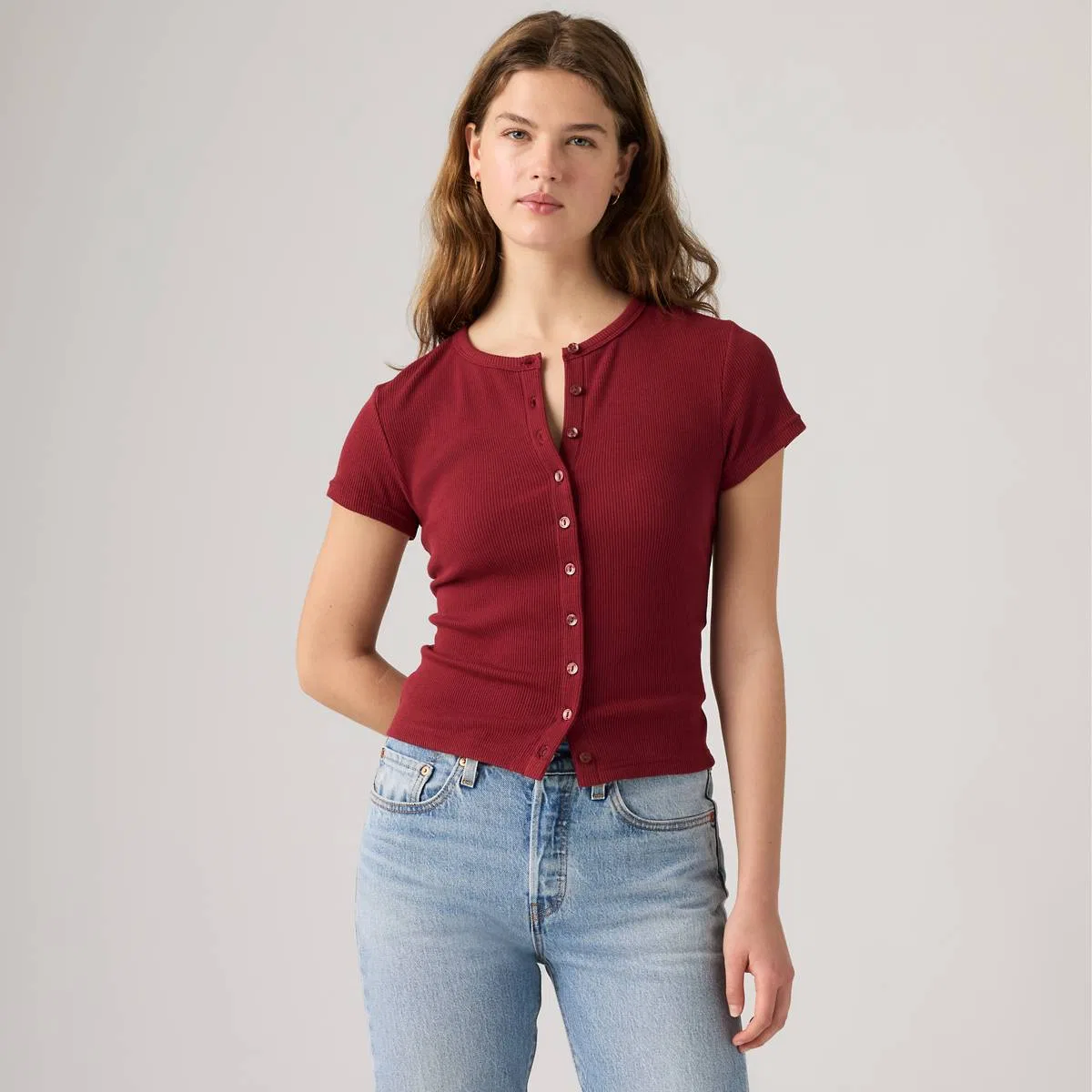 Рубашка с коротким рукавом на пуговицах Rory Levi's, Warm Cabernet - Red