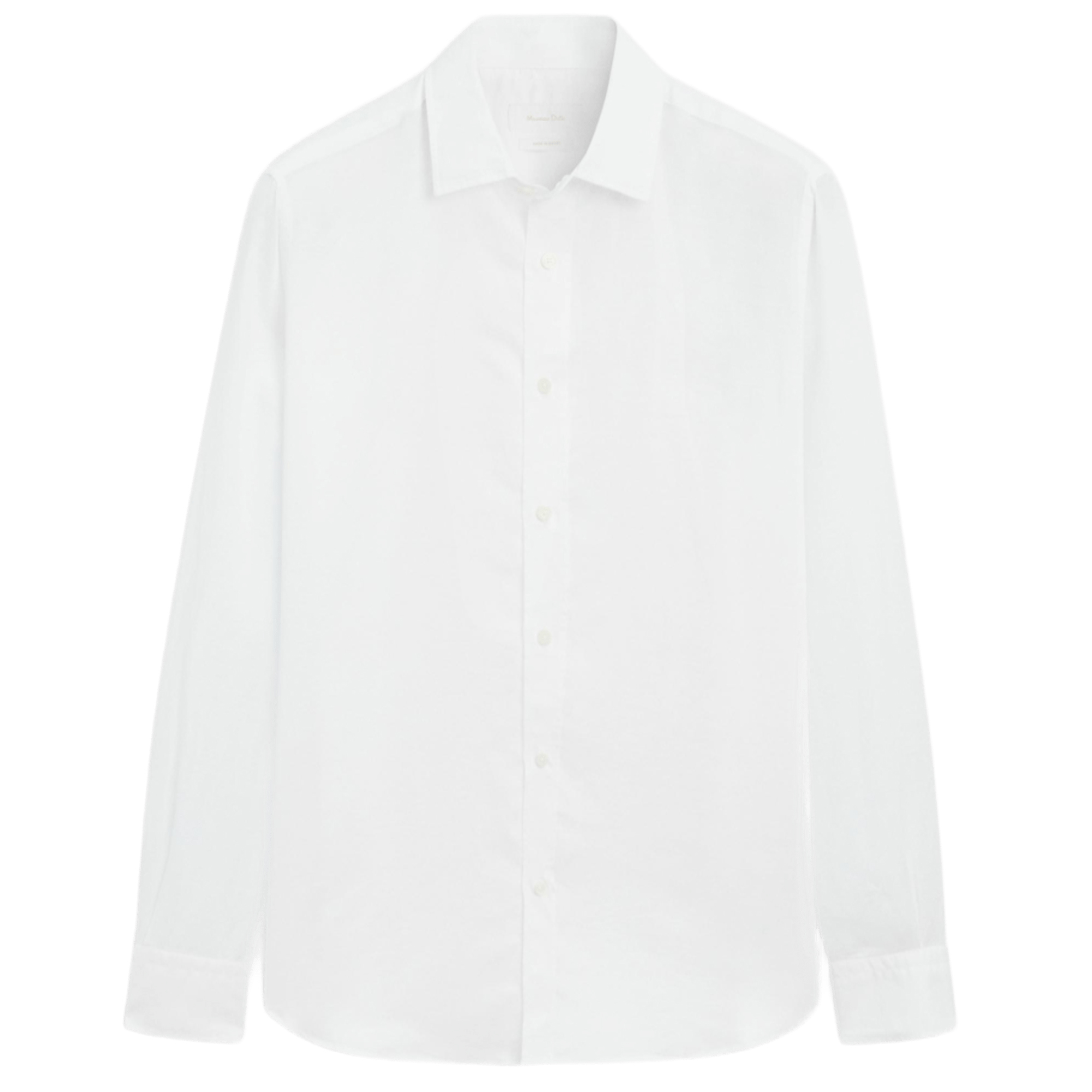 

Рубашка Massimo Dutti Regular fit cotton and linen blend twill, белый
