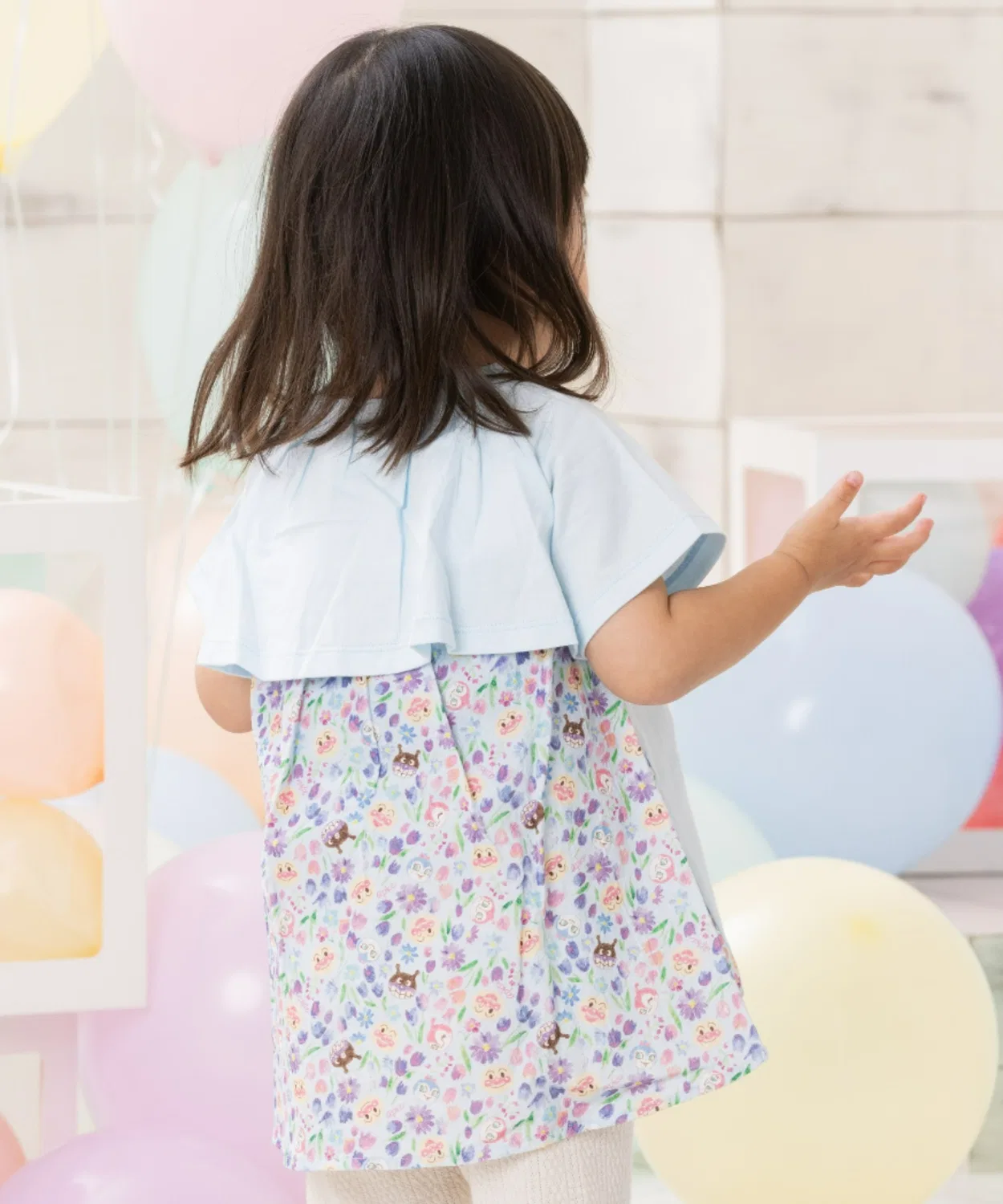 Детская туника для девочек с цветочным принтом, модель Flower Switching ANPANMAN KIDS COLLECTION, Off White — фото 4