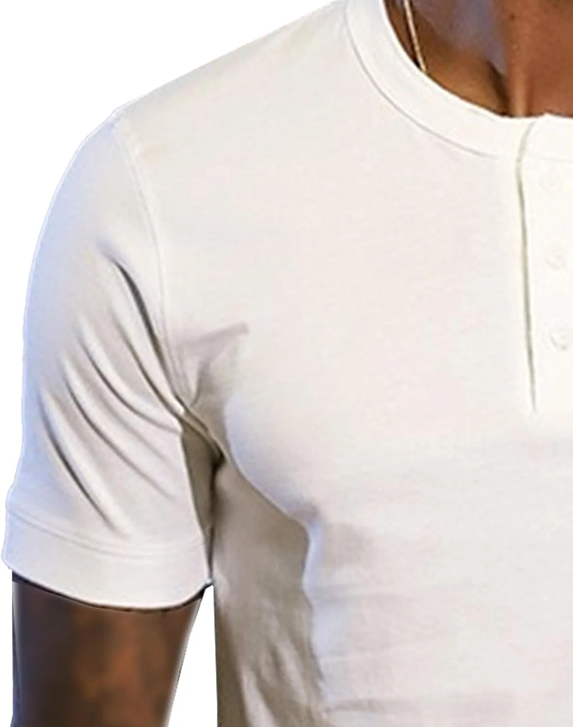 Мужская облегающая футболка-поло с воротником-стойкой Athletic Basic Henley, White — фото 3