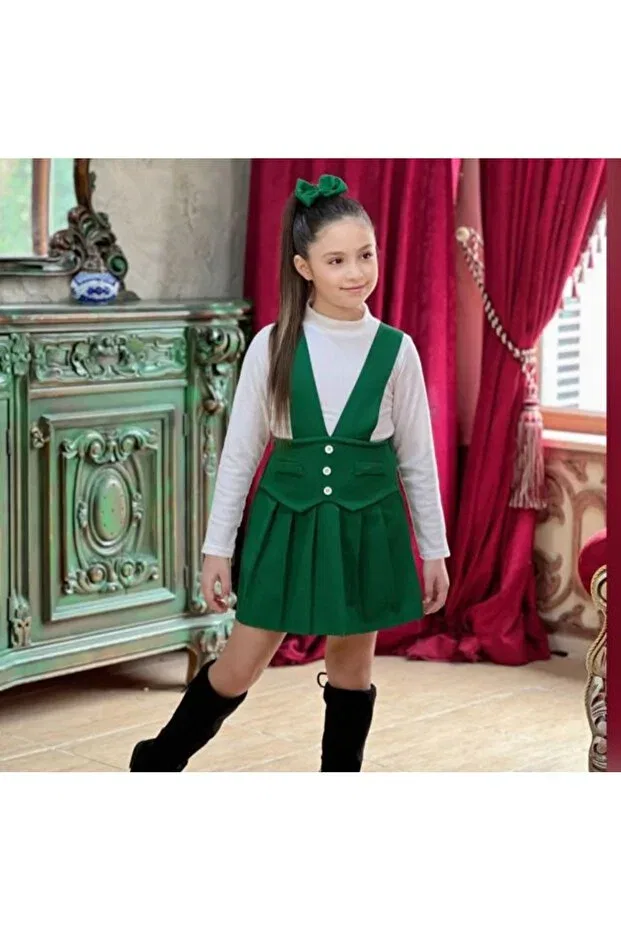 Детское платье для девочек с длинным рукавом Classic Alaraçocukkids, Green