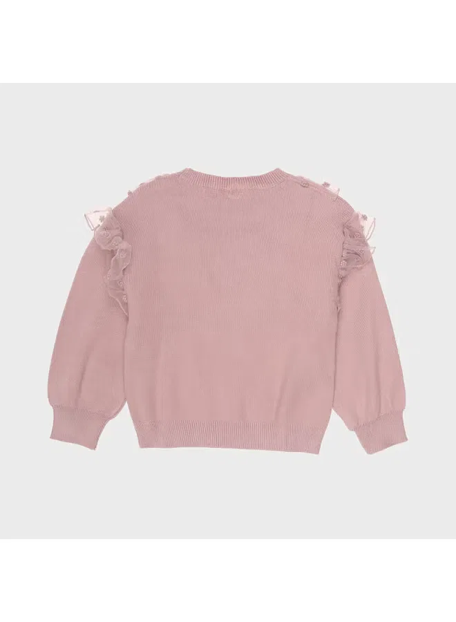 Свитер с кружевом из сетки Zara, фиолетовый — фото 3