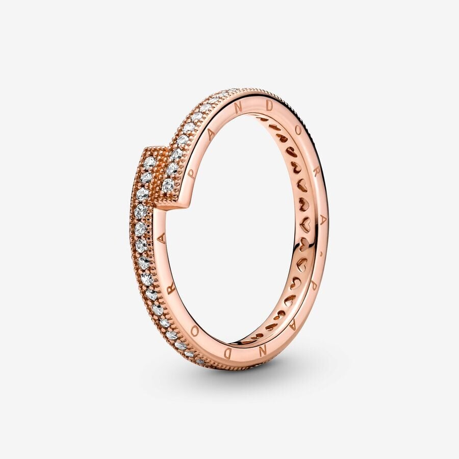 

Кольцо Pandora Signature Sparkling Overlapping, розовое золото