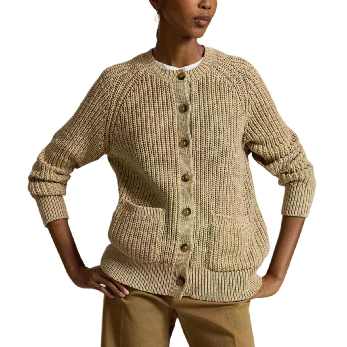 Женский свитер свободного кроя с круглым вырезом Brown Yellow Polo Ralph Lauren, Brown Yellow — фото 3