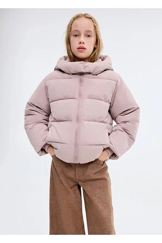 Детское пальто для девочек утепленное Mango Kids, Pink