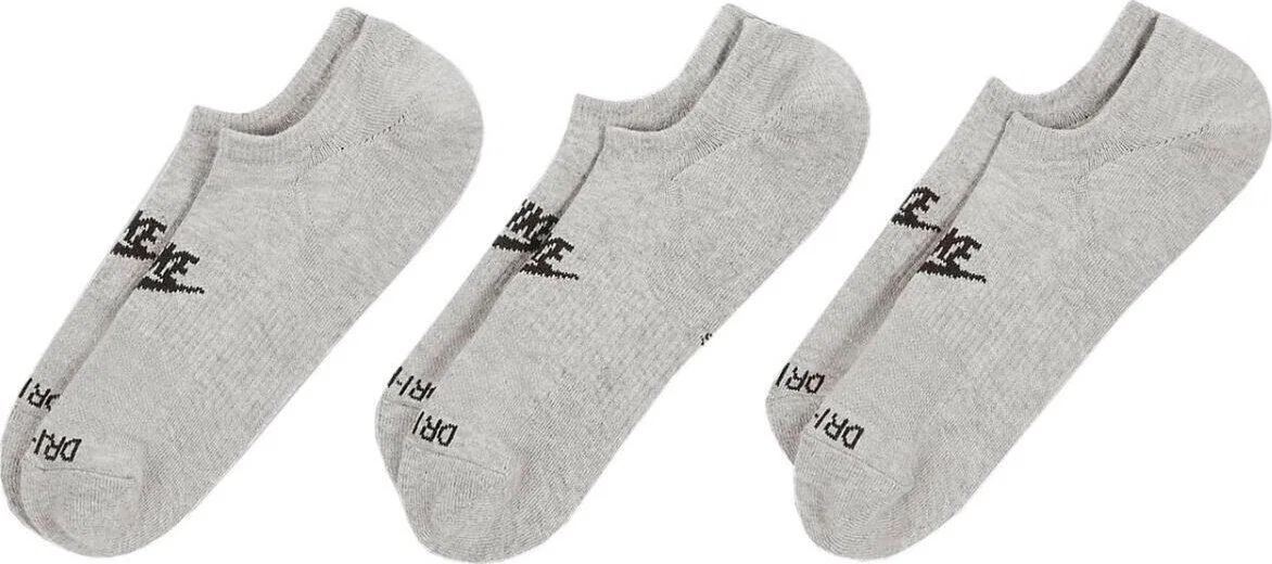 Мужские носки с низким вырезом Nike Dri-FIT, 3 пары, Серый — фото 2