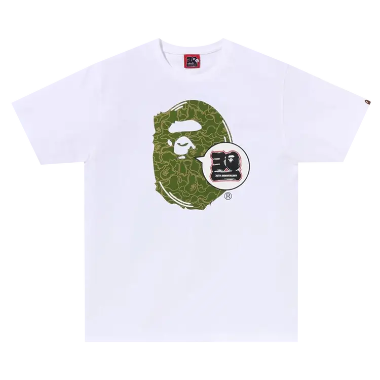 

Футболка BAPE 30th Anniversary Ape Head 'White/Green', белый