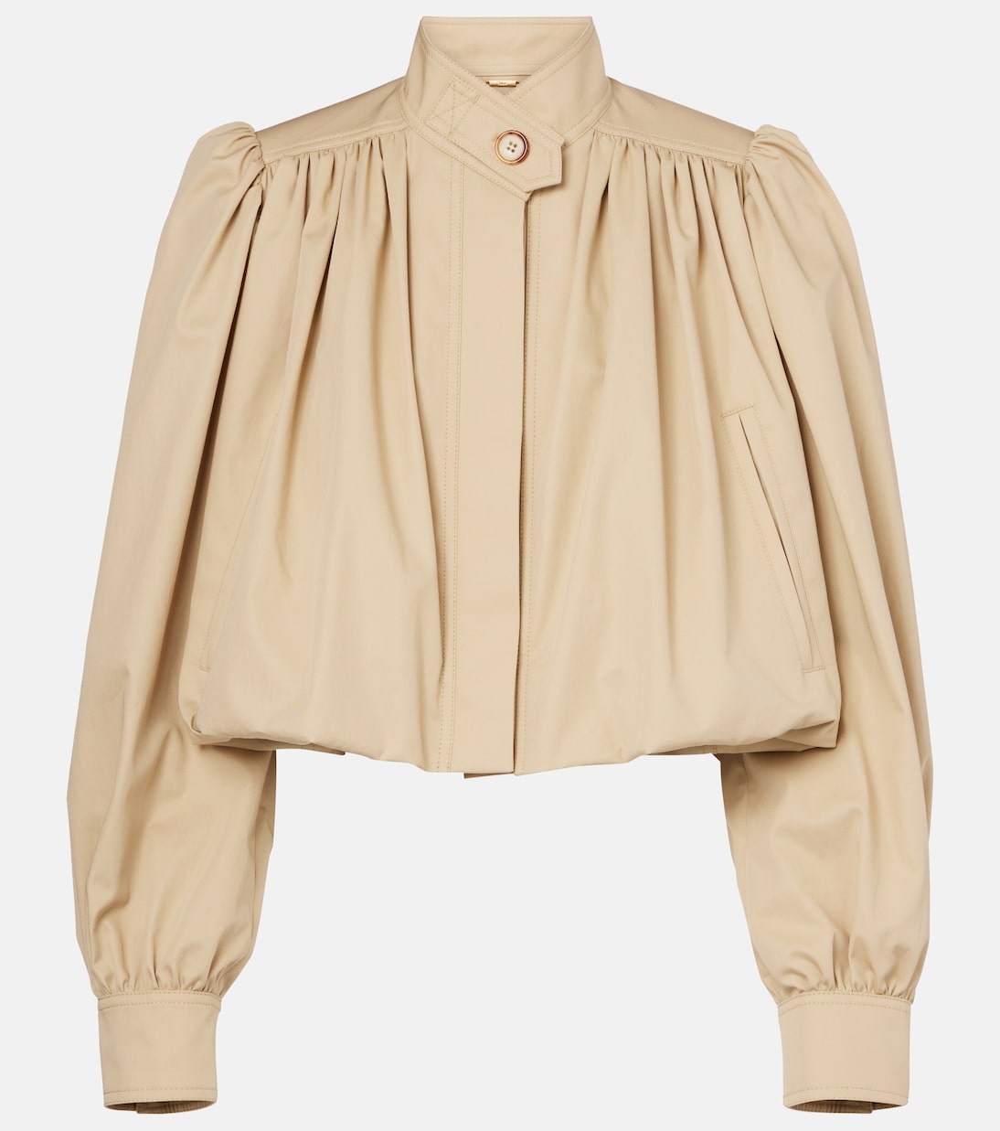 

Жакет из хлопкового габардина со сборками Chloé, Smoky Beige