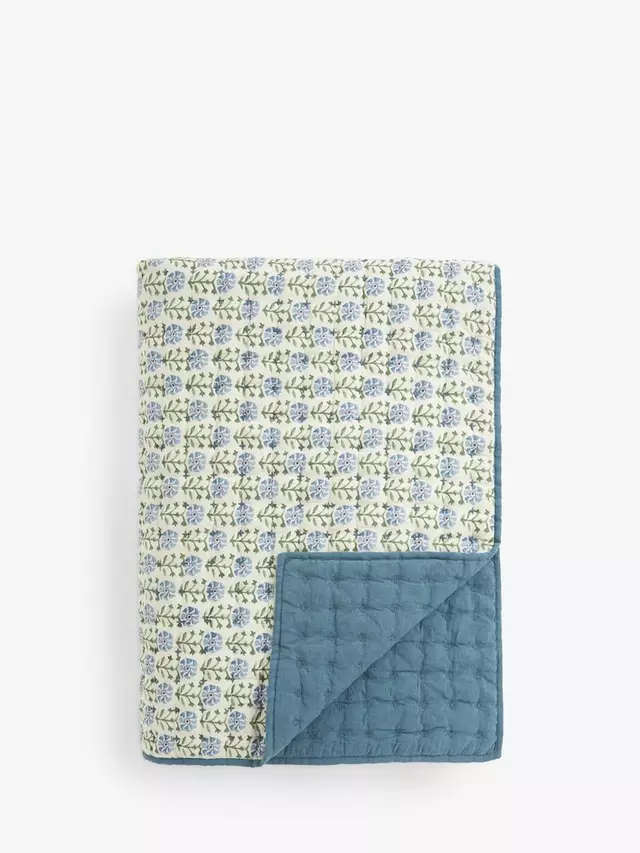 

Покрывало John Lewis Aria Reversible Quilted, синий