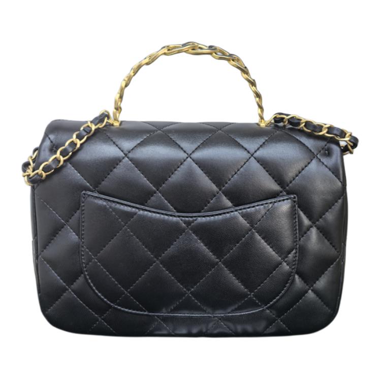 CHANEL Кожаная сумка с клапаном через плечо кроссбоди женская черная — фото 2