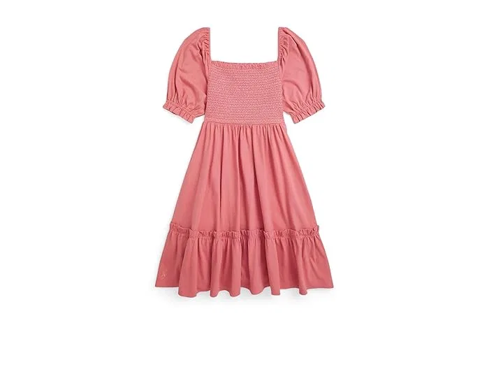 Платье хлопковое Smocked Cotton Jersey Dress Polo Ralph Lauren Kids, Desert Rose