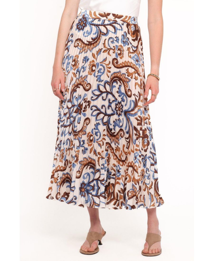 

Женская плиссированная юбка миди Aoife Petal and Pup, Ivory brown blue