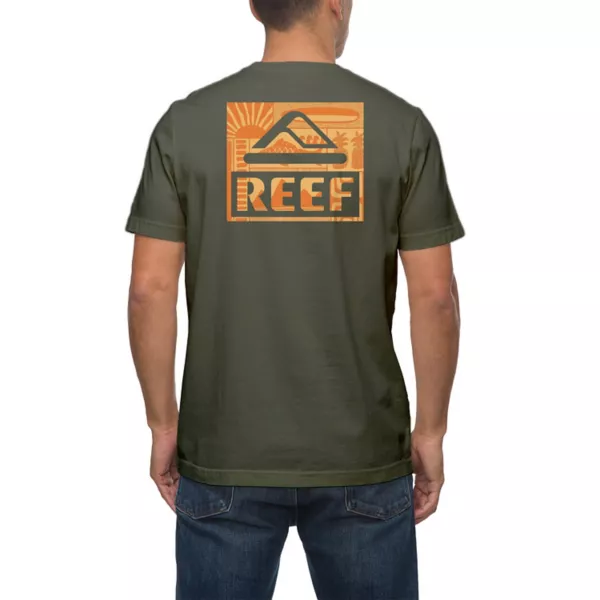 

Мужская футболка с рисунком ритма Reef, цвет military green