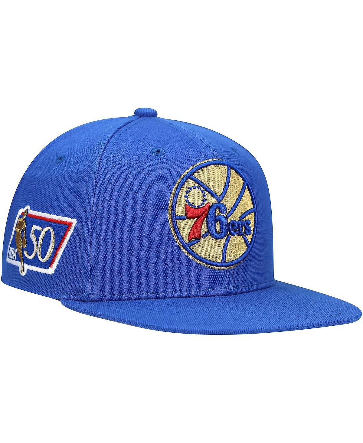 

Мужская кепка Snapback Royal Philadelphia 76Ers в честь 50-летия Mitchell & Ness