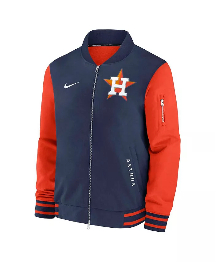 Мужская бомбер-куртка Houston Astros Authentic Collection Dugout на молнии, цвет: темно-синий/оранжевый Nike — фото 3