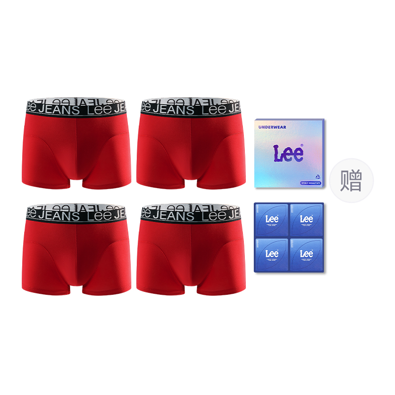 

Классические трусы 101 мужские набор из 4 штук в подарочной коробке Lee, красный