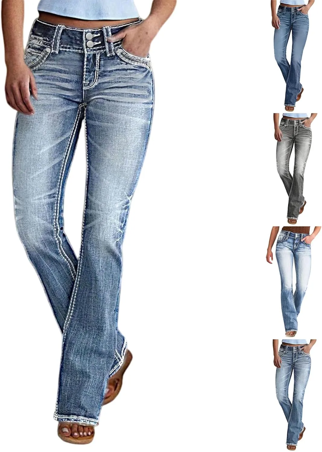 

Джинсы Bootcut для женщин Stretchy Mid Rise Boyfriend