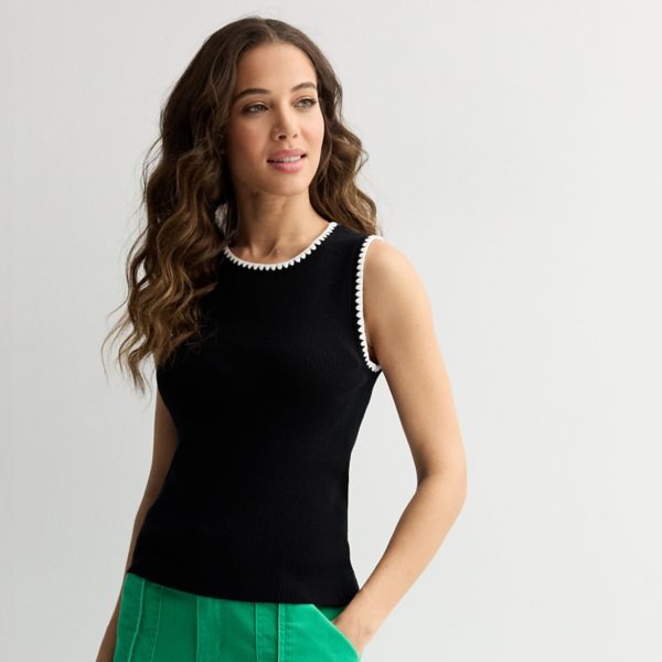 

Женский свитер-топ с петельным швом Draper James, черный