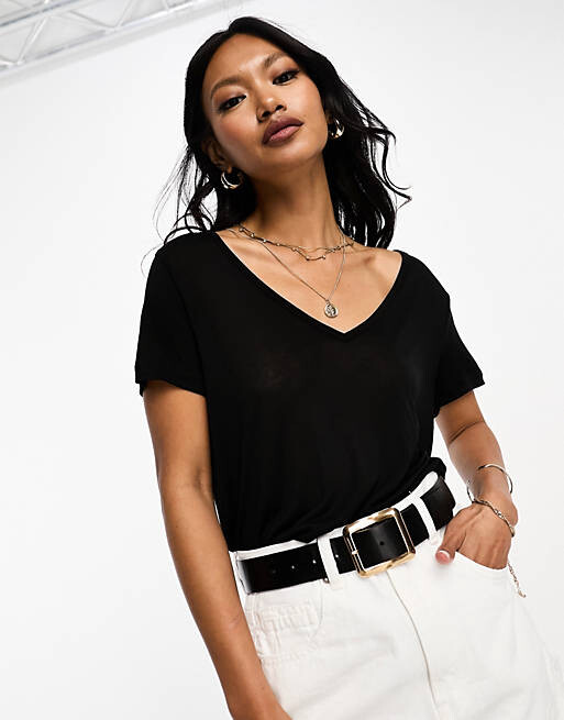 

Черная свободная футболка с v-образным вырезом ASOS DESIGN, Черный, Черная свободная футболка с v-образным вырезом ASOS DESIGN