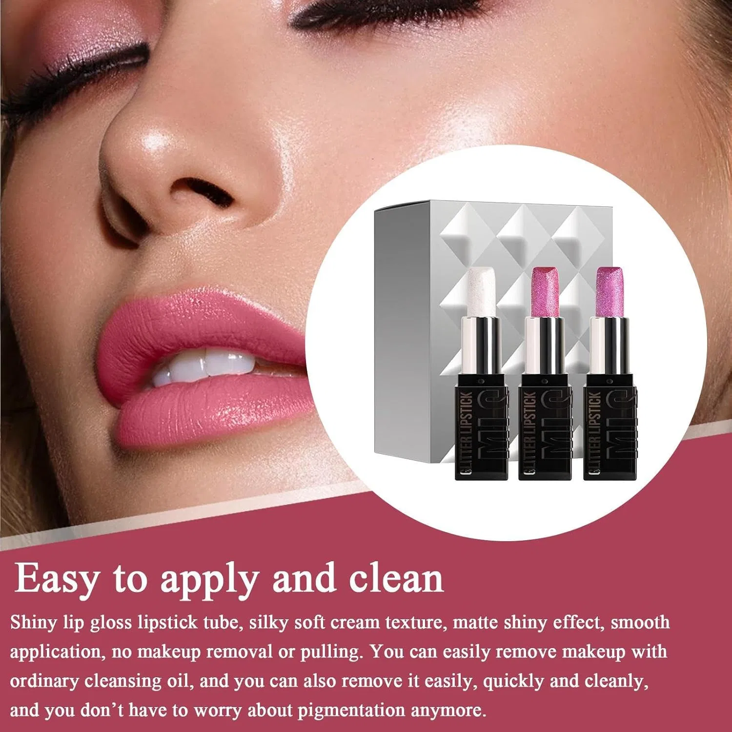 Набор блестящих губных помад 3 цвета, Glitter Lip Kit, Shi ммer Lipstick Set, 3.6 г — фото 2