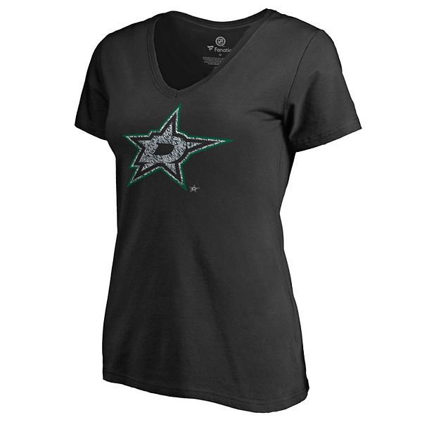

Женская черная футболка с v-образным вырезом и статичным логотипом Dallas Stars Unbranded
