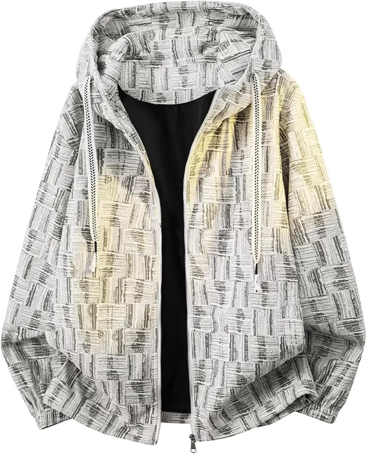 

Мужская худи на молнии с плетеной текстурой, ретро стиль FGQuelleBM