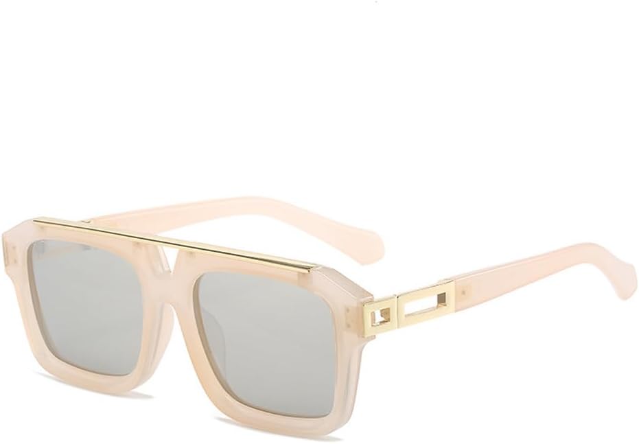 

Модные женские солнцезащитные очки с двойной перемычкой, ретро-очки в стиле панк, мужские солнцезащитные очки с защитой от УФ-излучения UV400 HVTVTLA, Champagne Silver