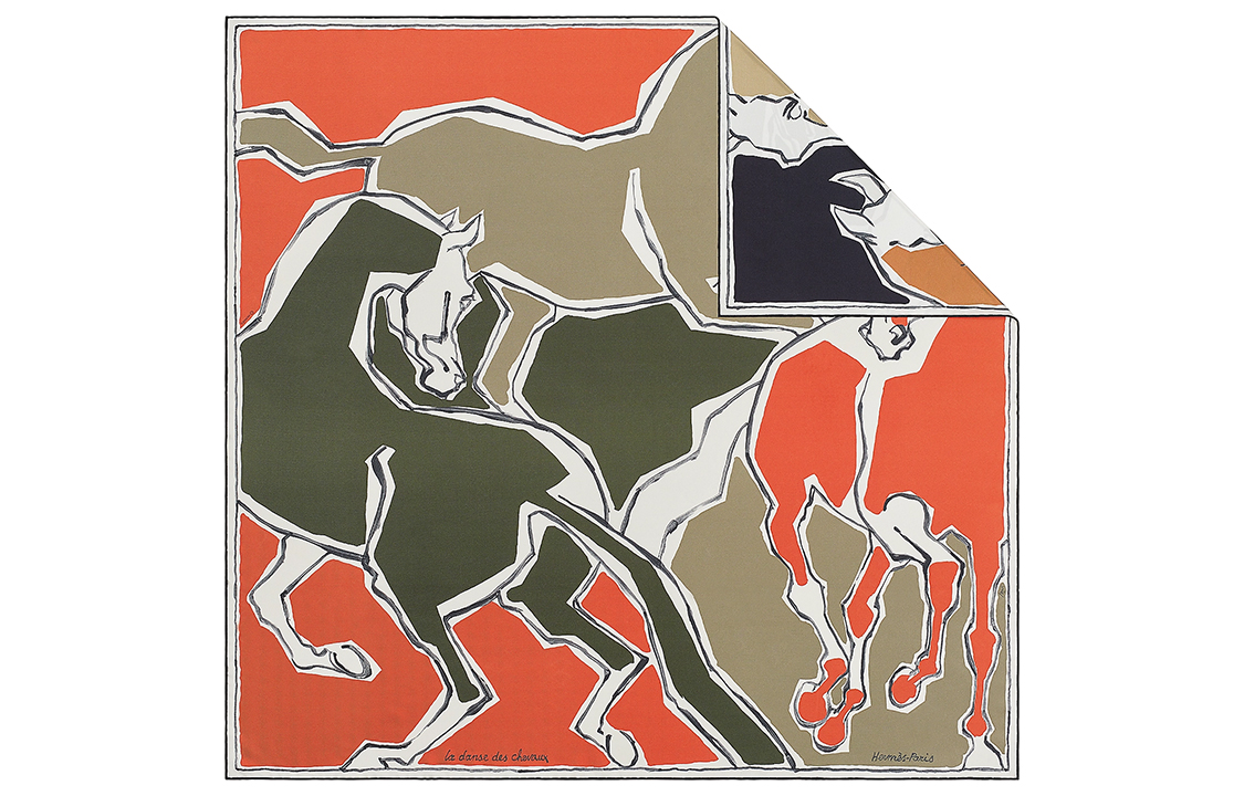 

HERMES Шелковый шарф унисекс оранжевый, Orange