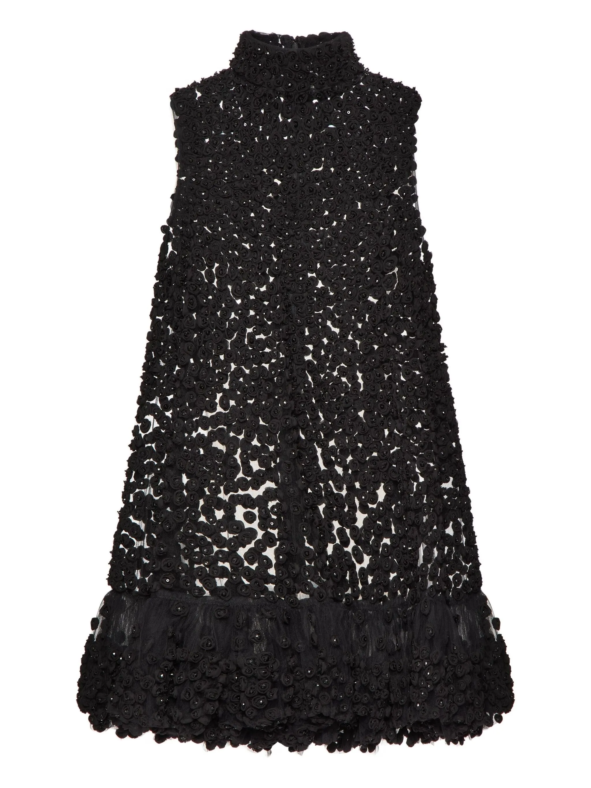 

Платье мини с цветочной аппликацией Valentino Garavani, черный