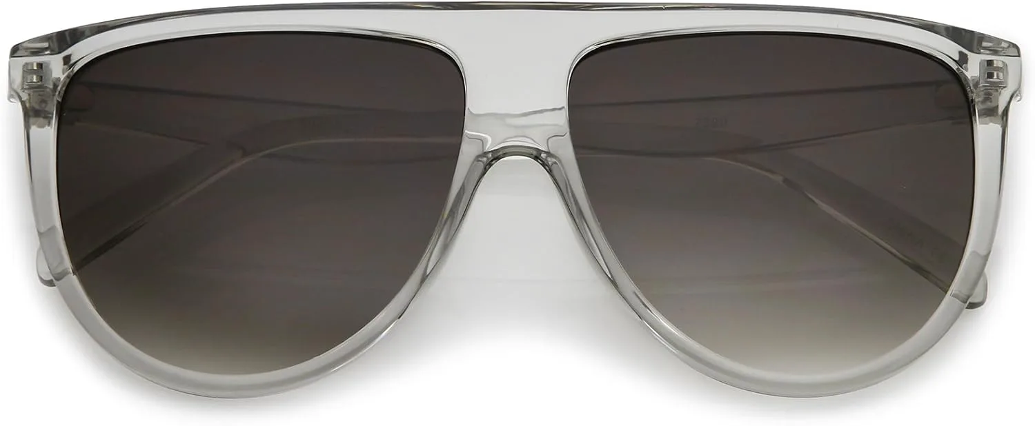 

zeroUV - Современные солнцезащитные очки-авиаторы большого размера с плоским верхом, нейтрального цвета, с плоскими линзами, диаметр линз 59 мм, Clear / Lavender