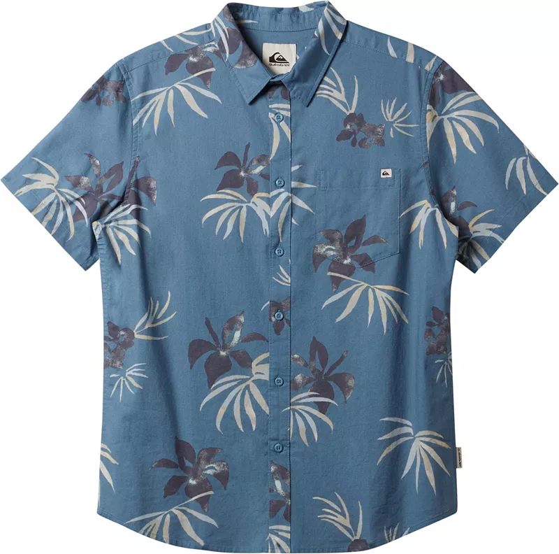 

Мужская рубашка Quiksilver Apero Classic с короткими рукавами и карманами, цвет Blue Shadow