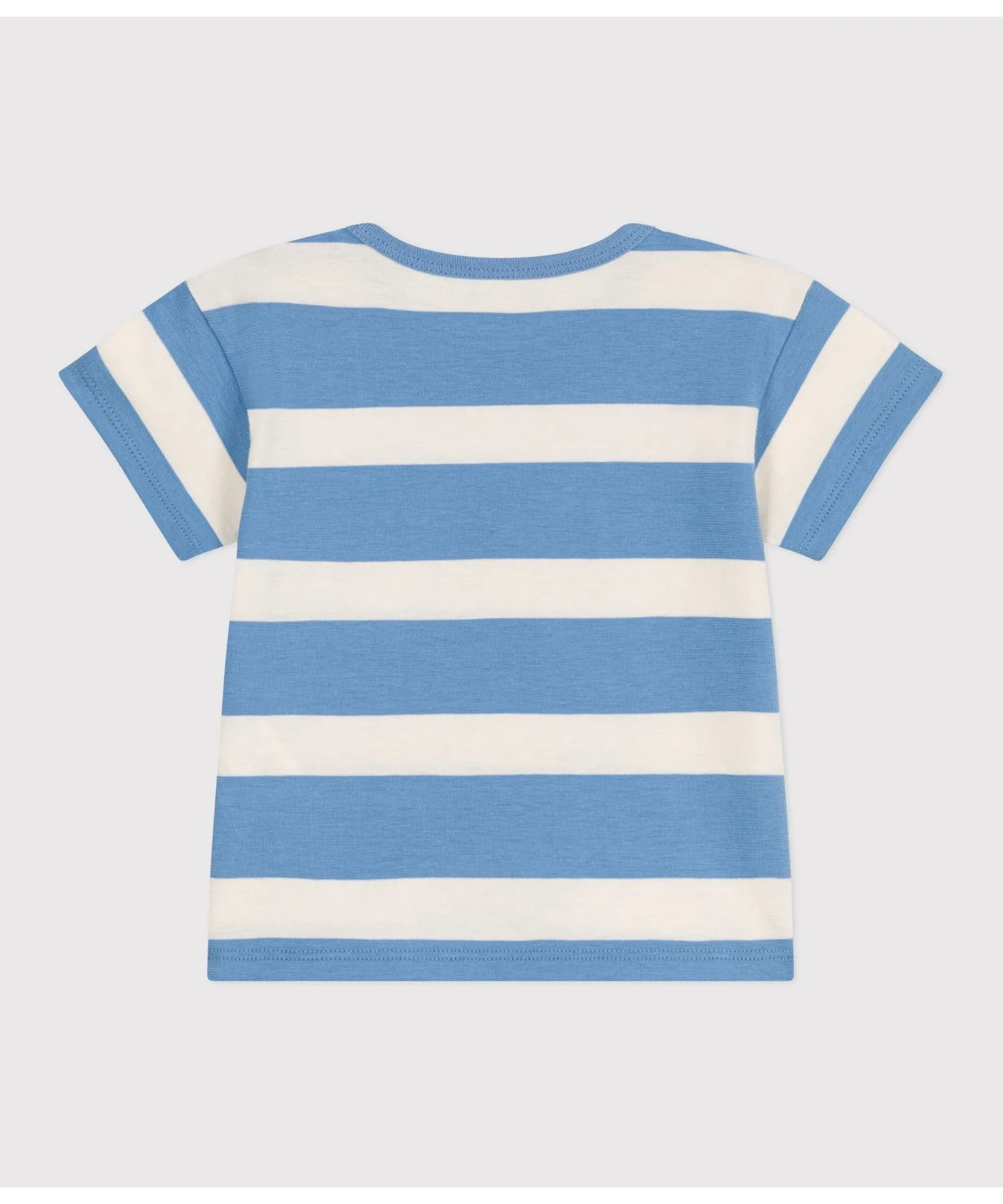 Детская футболка с коротким рукавом полоска PETIT BATEAU бело-синяя — фото 2