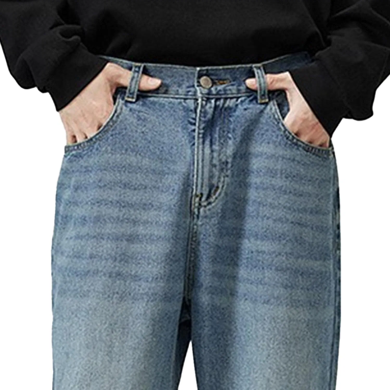 Джинсы свободные Men's Hip Hop Skater Jeans, светло-синие — фото 3