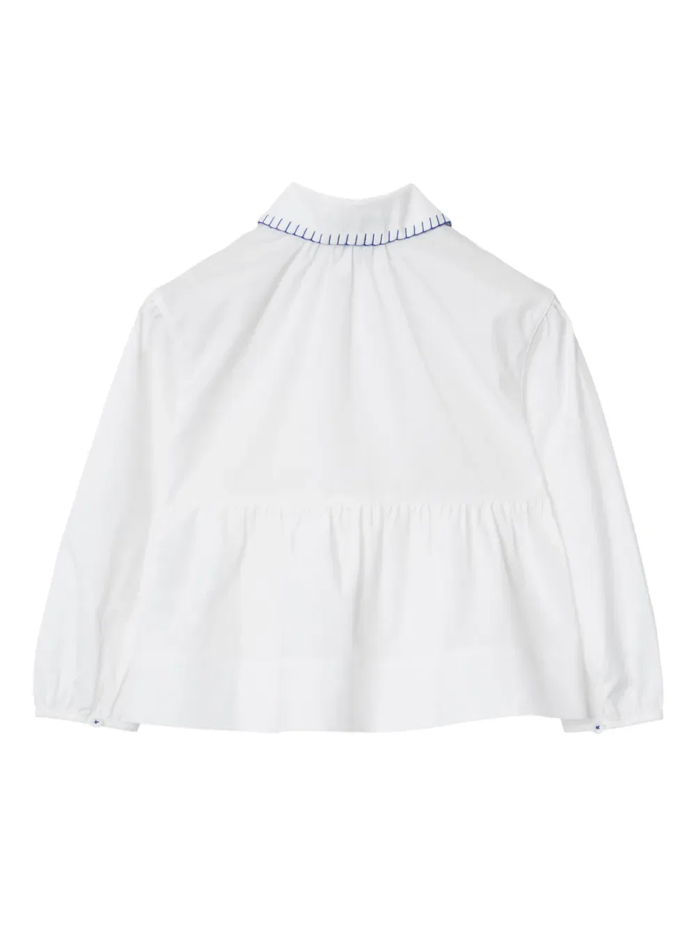 Блузка с вышивкой Ekd и баской Burberry Kids, белый — фото 2