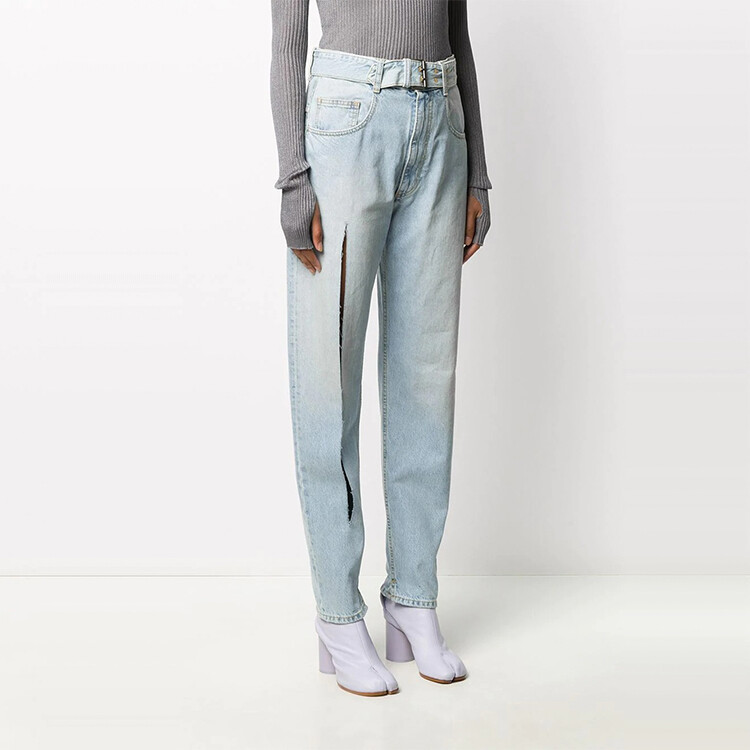 

Джинсы женские Maison Margiela рваные, светло-голубой