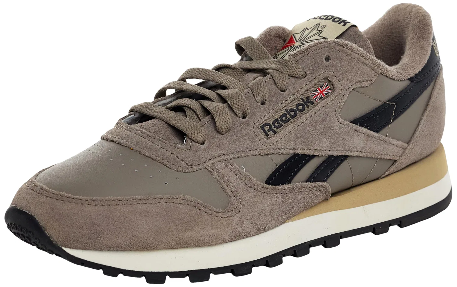 Детские кроссовки для девочек с принтом Classic Leather Reebok, Gritty Grey Washed Black Energy Red