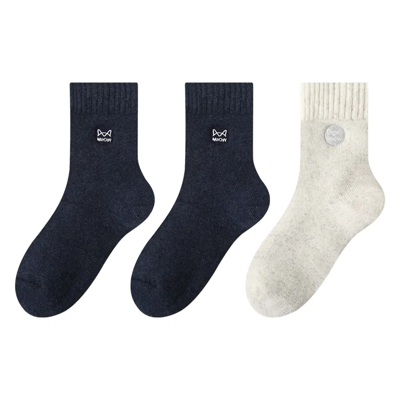 Детские спортивные носки с вышивкой, 3 пары, Blue 2+Light Gray, MIIOW
