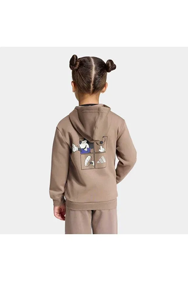 Детские спортивный свитшот с капюшоном Lk dy mm tt unisex kids sports sweatshirt ks3957 Adidas, Khaki / Off-White — фото 2