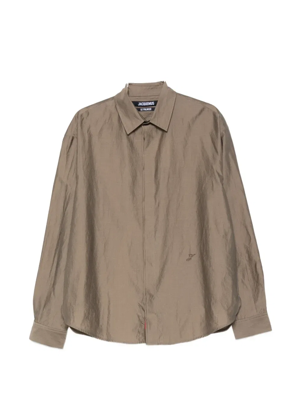 Рубашка с вышитым логотипом и скрытой застежкой JACQUEMUS, зеленый