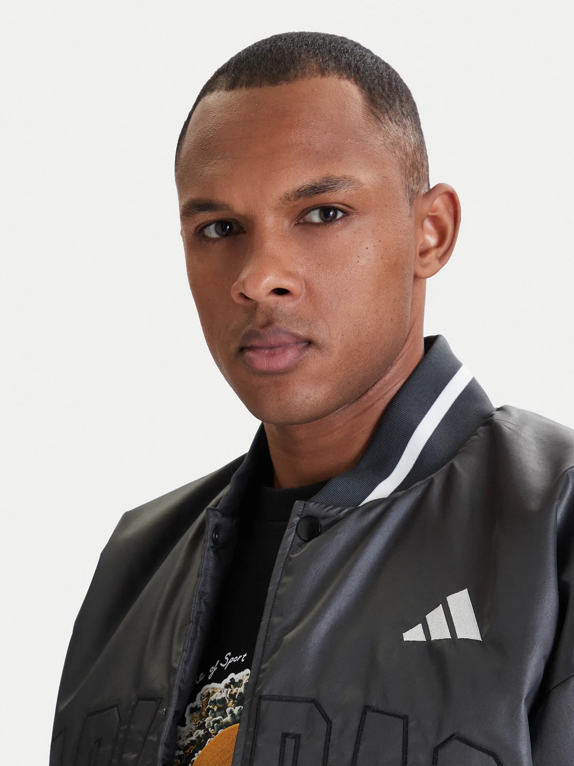Мужской бомбер свободного кроя Stadium Adidas, серый — фото 4