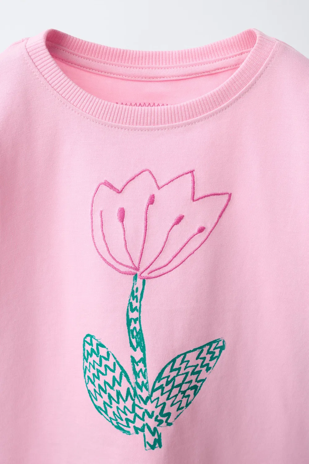 Футболка с фруктовым принтом и вышивкой ZARA, Pink — фото 3