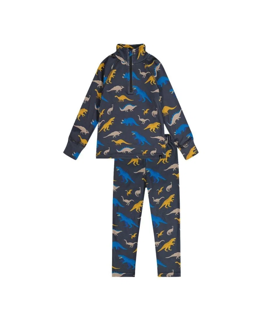 Детский комплект термобелья из двух предметов с принтом Deux par Deux, Grey And Blue Dinosaur Print