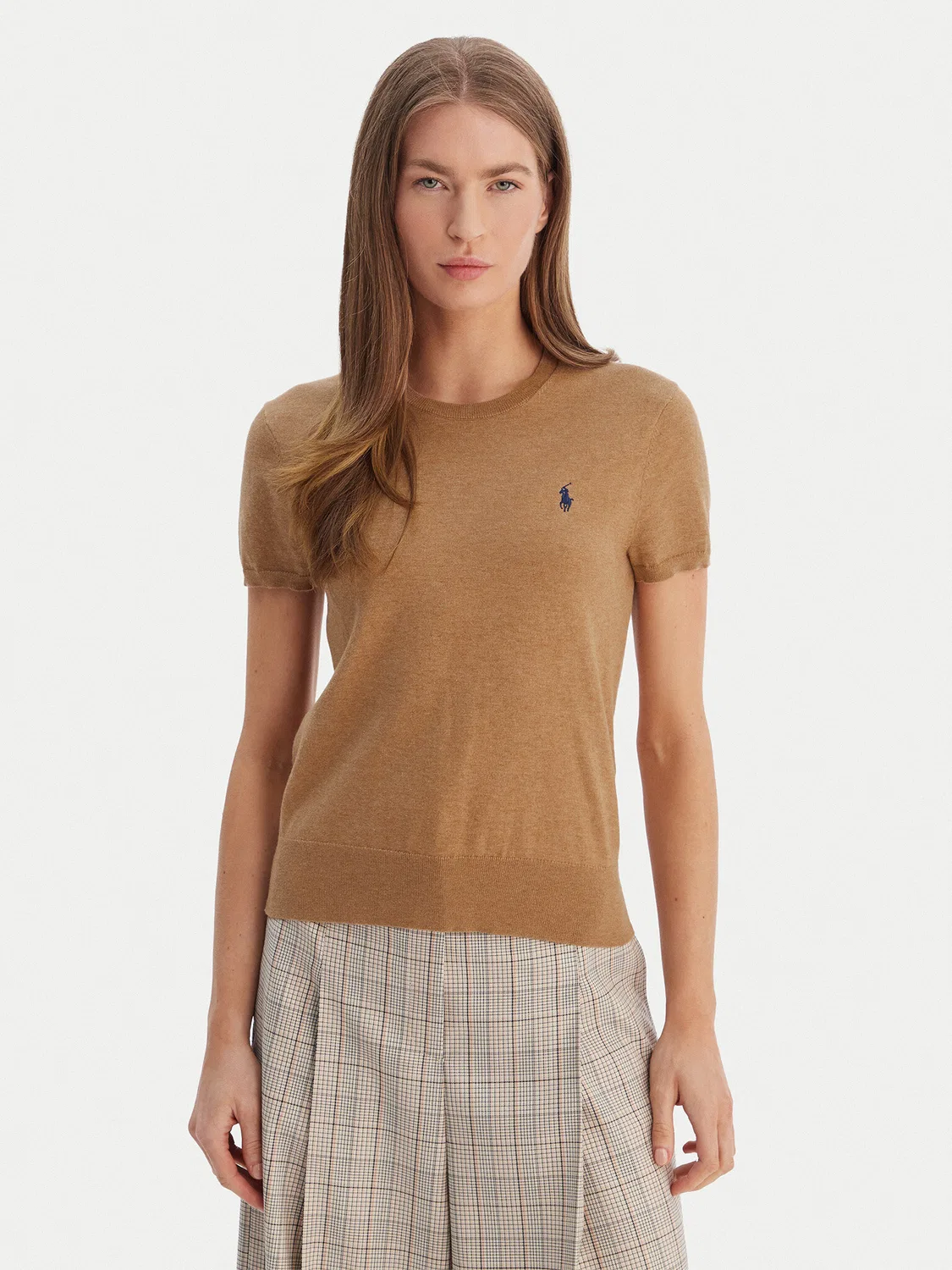 Женская футболка приталенного кроя Polo Ralph Lauren, бежевый