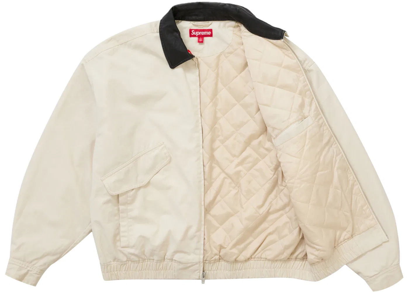 Мужская куртка-утилитар с воротником из кожи Supreme Jacket (FW24), Stone — фото 2