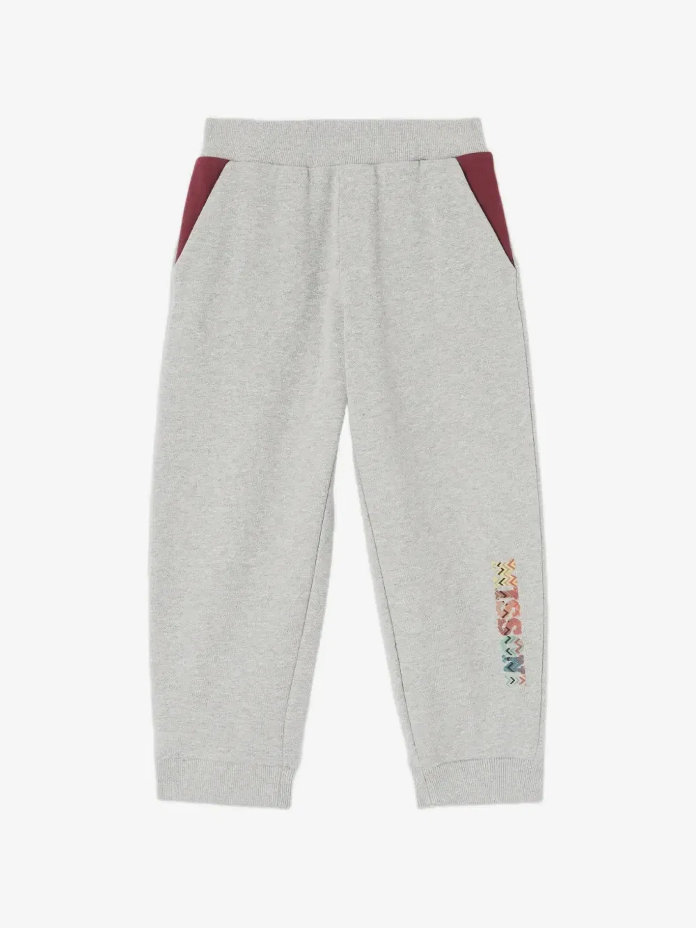 Спортивные брюки с вышитым логотипом и контрастными вставками Missoni Kids, серый