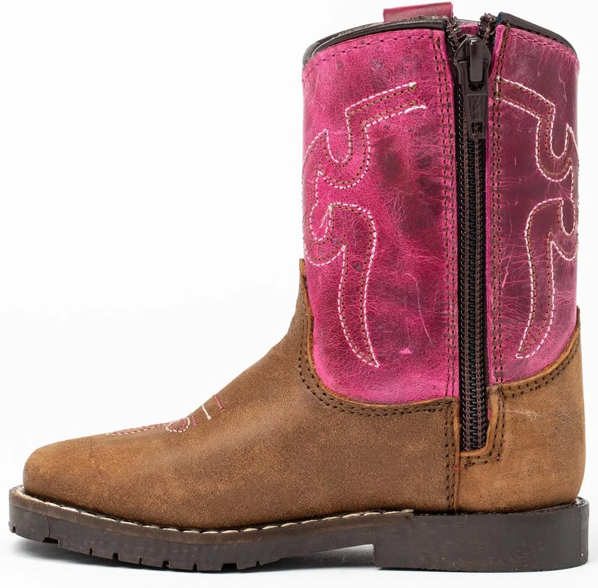 Детские сапоги для девочек с круглым носком Lil Lainie Western Boot Shyanne, Brown/Pink — фото 4